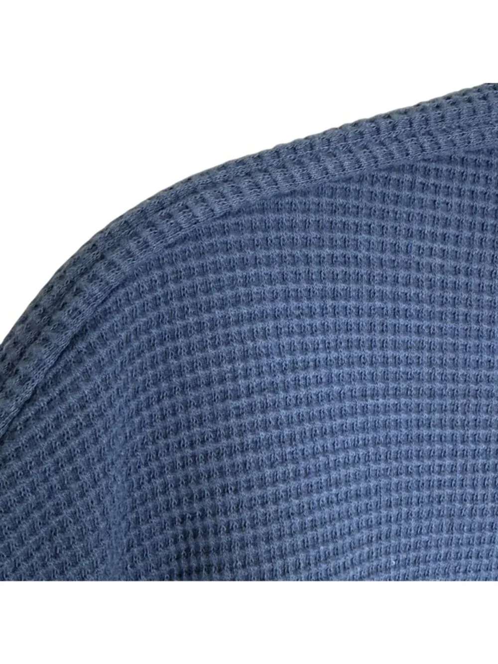 J. Crew Blue Brushed Waffle-Knit Half-Zip Pullover, L